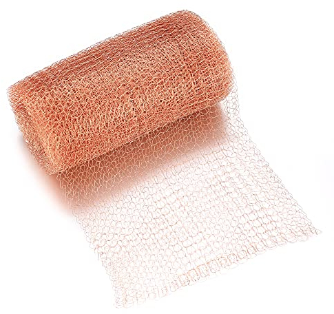 12.7cmx6m Kupferband Gegen Schnecken, Kupfergeflecht, Kupfer Mesh Rattenfallen, Kupfer Kupferwolle, Schneckenzaun, Schneckenkragen Netz für Gartenmaus Fledermaus Taube Abschreckung Draht Mesh