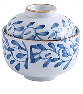 Dinner Plates Soup Bowls Ceramic Stew Pot Soup Bowl with Lid 230ML Stew Pot Tableware Egg Cup Household Kitchen Supplies Snack Bowl Ramen Bowl (Color : D)