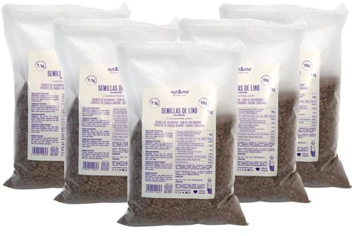 nut&me Graines de lin brun 5 kg | Pack 5 x 1 kg, Super aliment naturel, Source de protéines, Riche en fibres, Sans conservateurs ni additifs
