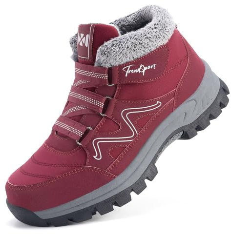 Moudn Damen Warm Bottes de Neige pour Femmes Bottines d'hiver de Marche Femme Fourrées Chaude Boots Antidérapantes Randonnée Bottines