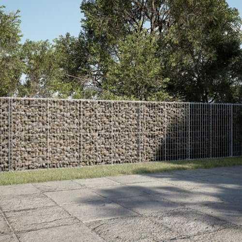 Hovothy Gabion de jardin avec couvercle - Mur de gabion - Panier à pierres - Mur de jardin - Grille en métal - Mur pour plantes - Argenté - 800 x 100 x 100 cm - Fil de fer inoxydable