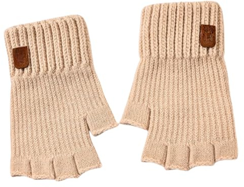 HSTWODE Mitaines d'hiver tricotées sans doigts pour hommes et femmes, pour l'intérieur et l'extérieur