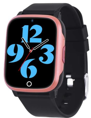 VIDIMENSIO Kleiner Leopard-II 4G LTE GPS Kinder Uhr mit SOS-Notruf und Telefon-Funktion - Ortung per GPS/WiFi, wasserdicht, die Uhr/App/Anleitung/Support auf deutsch (pink/schwarz)