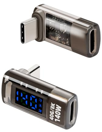 YANBORONSN 270 Degree USB C Power Meter with Digital Display,PD 140W USB C Adapter,Supports Voltage,Current and Power Detection,USB C Male to Female for,Phone,Laptops(2 Pack)