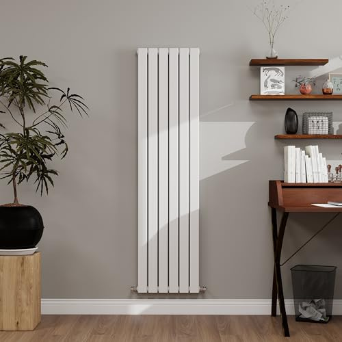 White Designer Radiator Vertical 1600×408mm Dlouble Flat Panel - Wall/Floor Mounted for Modern Multi-Scene & Central Heating 4267 BTU