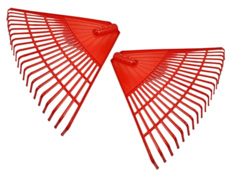 HEMOTON 2 pezzi Rastrello per Foglie e Arbusti in Plastica Denti Rosso Rastrello da Giardino Leggero e Resistente per Prati Piante e Pulizia Foglie per Uso Agricolo e Sanitario
