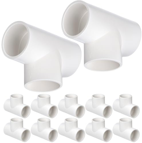 QWORK® Juego de 12 conectores en T de 3 vías para tubería, 25 mm (Blanco), conector de acoplamiento de 3 vías de PVC para tuberías, ideales para invernaderos, tuberías de agua y jardines.
