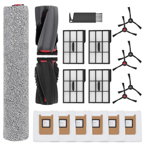 Replacement Parts for Eufy E25 Omni / E28 Omni Robot Vacuum Cleaner Accessories, 1 Rolling Brush, 1 Roller Mop, 4 Filter, 6 Side Brush, 6 Dust Bag, 1 Cleaning Brush