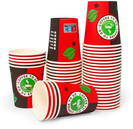 storage100 1000 Stk. Pappbecher 200ml Kaffeebecher 0,2l 8oz Coffee to Go geeignet für Heiß- und Kaltgetränke Kaffee Becher (Rot)