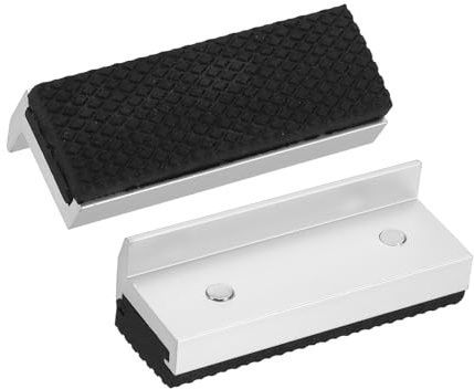 sourcing map 1 Set Vise Jaw Pads 3 Aluminum Magnetic Vise Soft Jaws Standard Anti-Scratches Vice Covers Tools for DIY Making Woodworking Clamping Plumbing, Silver/Black