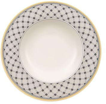 Villeroy & Boch – Audun Promenade Suppenteller 24 Cm Weiß/Grau/Gelb, Spülmaschinenfest, Mikrowellensicher, Teller Für Suppe, Suppenschüssel, Premium Porzellan