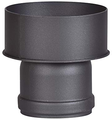 FIREFIX R150/Ü7 Extension 80 à 120 avec joint pour tuyaux de fumée de 2 mm d'épaisseur, laqué noir, de 80 mm à raccord mural de 120 mm