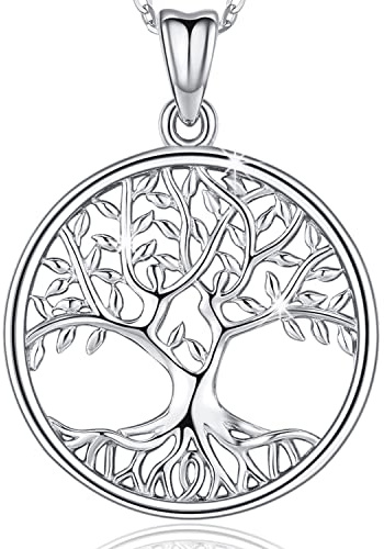 Livets träd-halsband sterlingsilver 925, livets träd, hänge, halsband för kvinnor, livets träd, smycken, gåvor för kvinnor, flickor, mamma, 2 cm x 2 cm (0.79 inches x 0.79 inches), Sterlingsilver