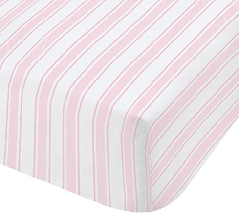 Bianca Check and Stripe Cotton Double Fitted Sheet Pink