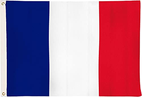 Aricona Drapeau France 250x150cm – français - grande taille, résistant aux intempéries, avec œillets en laiton, 100% polyester, coutures doubles robustes et couleurs éclatantes, pour extérieur