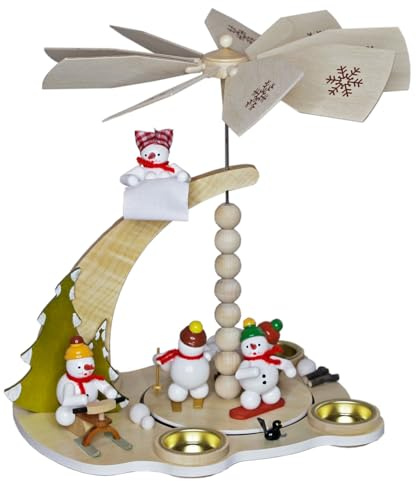 Rudolphs skattkista julpyramid snögubbe-pyramid vintersport B x H x D 25 x 26,5 x 26,5 cm ny julpyramid träpyramid