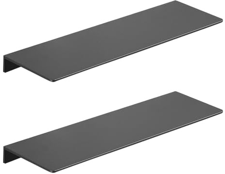 OWLMATE 2-stück Wandregal Schwarz Metall 40cm Regalbrett Wandregal Schmal zur Präsentation für Schlafzimmer, Wohnzimmer, Bad, Büro