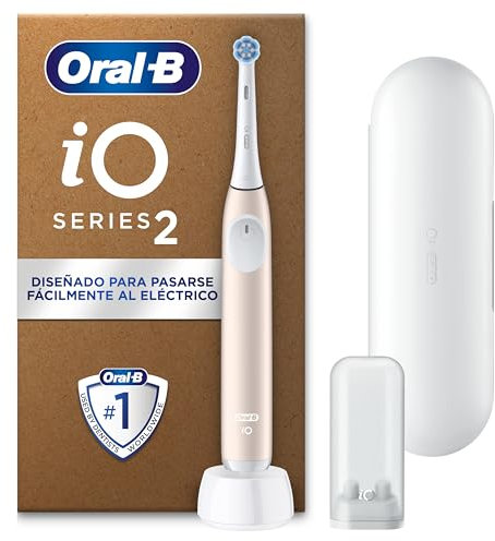Oral-B iO 2 Cepillo de Dientes Eléctrico Rosa Suave, 1 Cabezal, 1 Estuche De Viaje, 1 Soporte de Recambios de Viaje, 3 Modos De Cepillado, Sensor De Presión y Temporizador, Diseñado por Braun