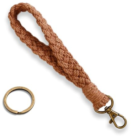 MORSUNBELA Porte Clé Lanière de Poignet, Porte Clef Personnalisé Dragonne Cordon pour Clés Clef Femme, Coton Clé Lanyard avec Mousqueton - Rouge