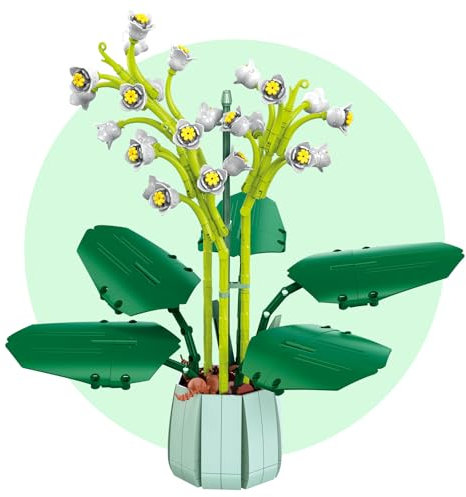 Kit de Construction Bouquet de Fleurs, 610PCS Flowers Artificielles pour Bureau et Maison pour Enfants de 6+, Anniversaires, Fête des Mères,Saint-Valentin, Décoration avec Fleurs artificielles(Muguet)