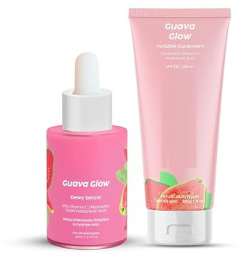 Sp.f 50+ Guava Glow Sunscreen-50G & 10% Vitamin C Guava Face Serum-20Ml Combo, For Uv A, Uv B Protection & Skin With Ceramides, Vitamin C & Hyaluronic Acid & Pentavitin, All