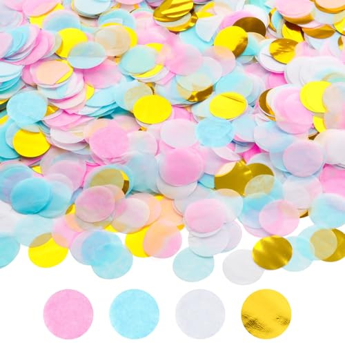 Konfetti Bunt 6000 Stück,2,5cm Konfetti Geburtstag Groß Confetti(Rosa,Gold) | Rosa Gold Runde Streudeko Tischdeko für Geburtstag Hochzeit Party Dekoration(50g)