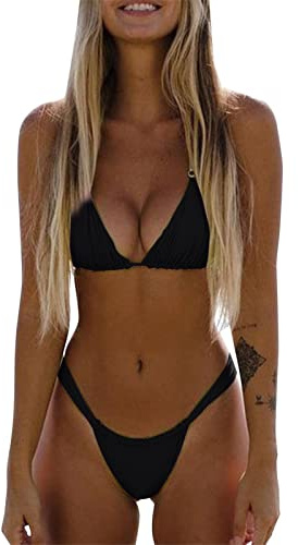 Generico Costumi da Bagno Donna, Costume da Bagno Sexy Donna con e Sexy con Due Perizoma Bikini a Due Pezzicon Taglio Brasiliano Push-up Triangolo Mare