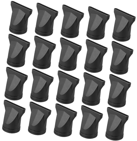 Ugello Concentratore per Asciugacapelli 20 Pezzi Nero Plastico | Profilo Piatto a Becco D’anatra, Design Compatto e Flusso Concentrato, Uso Casa e Viaggio