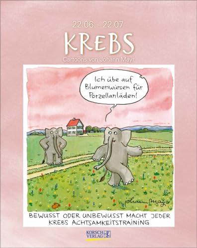 Krebs 2025: Sternzeichenkalender-Cartoonkalender als Wandkalender im Format 19 x 24 cm.