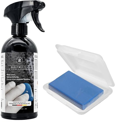 Reinigungsknete für Lack Lackreiniger für Auto Kfz, Wohnwagen und Wohnmobil (100g Reinigungsknete blau+500ml Gleitmittel)