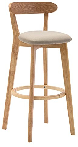 Taburete de Bar para el hogar nórdico, Barra de Cocina de Madera Maciza, sillas de Bar, Sala de Estar, cafetería, Taburete Alto con Funda de Asiento extraíble y reposapiés de Madera Maciza