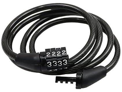 PRECORN Candado para bicicleta, 1 m de largo, color negro, 4 dígitos, candado de combinación para bicicleta, moto, scooter