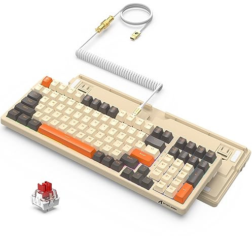 ATTACK SHARK K98 Tastiera Gaming Meccanica Hot-Swapi Cablata&LIGHTSYNC RGB | Con Cavo USB-C Metallico Avvolto Sganciabile,Switch Lineare Rosso Meccanico Personalizzato, Driver Programmabile -Scintillio
