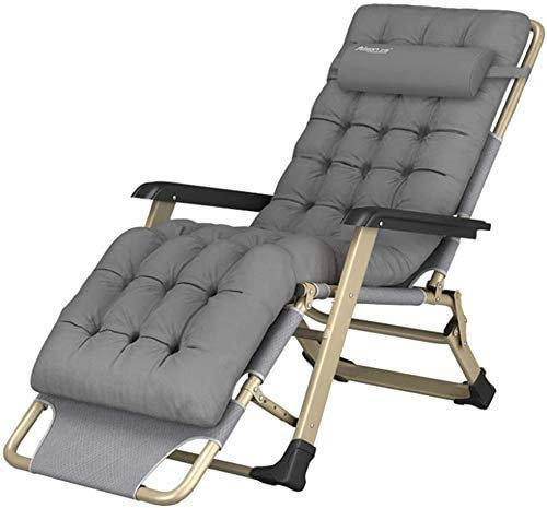 Sun Lounger Garden Chairs Recliner Chair with Cushion, Outdoor Garden Chair Folding for Camping, Beach, Reclining Sun Lounger, Pool Deck Chair Max.250kg(Color,Gray),Gray