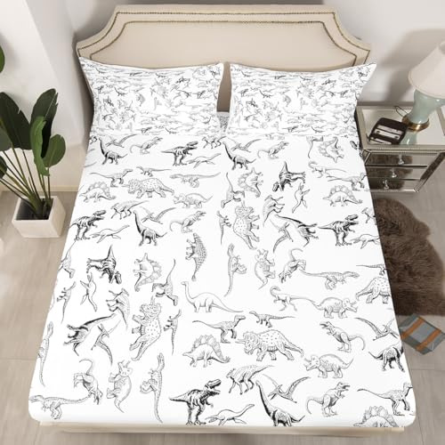 Dinosaur Digital Bed Sheets Set Kids Boys Queen