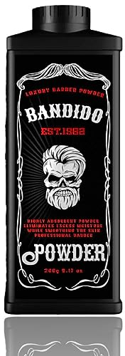 Bandido Barber Talc Powder 260 gr | Barbiere Talco Polvere | Kuaför Talk Pudrasi | Rimuove le irritazioni e i graffi del corpo | Rasatura da uomo | Forniture da parrucchiere – Dispenser richiudibile