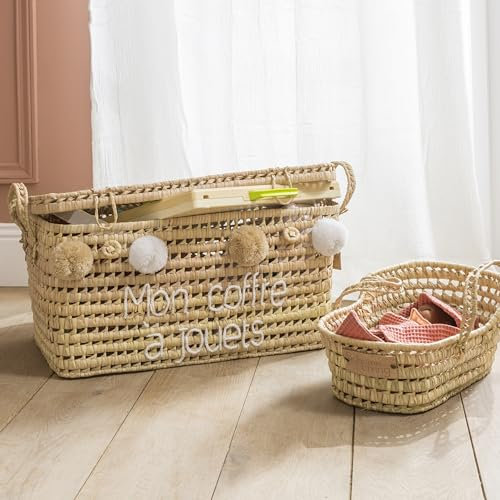 Bohome Living - Coffre de Rangement en Osier, Malle à Jouets en Osier, 60cm, Fait main