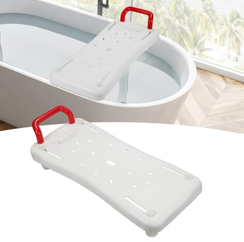 Fiqops Badewannenbrett Badewannensitz Senioren, Badewannenbrett zum Sitzen, Badewanne Sitz mit Seifenablage und Armlehne, Verstellbare Breite 41-62cm, Badewannensitz Erwachsene Kapazität 150kg