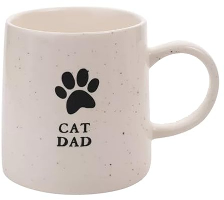 Widdle Gifts Cat Dad Stoneware Mug with Black Paw Print Design Father's Day/Birthday/Christmas 1066
