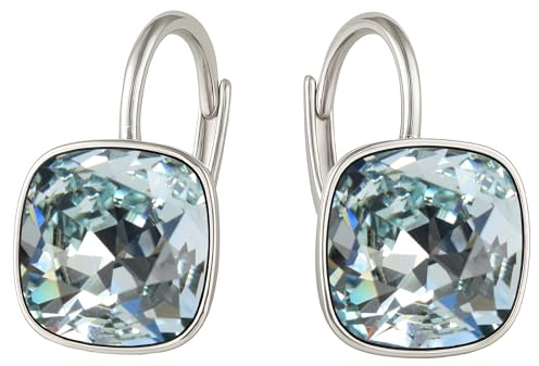 Damen Hängen Ohrringe Silber 925 mit Marken Kristalle Zirkonia - Schmuck Echt Silberne Hängende Ohrhanger für Frauen und Mädchen - Hängeohrringe Ideal Geschenk (Light Azore)