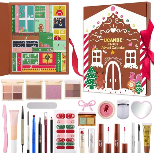 UCANBE Adventskalender Makeup 2025 Beauty, 24 Tage Make Up Adventskalender für Frauen Damen, Begrüßen Sie ein wunderschönes Weihnachtsfest