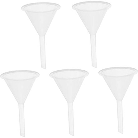 COLLBATH 5pezzi Imbuto Di Plastica Filtro Imbuto Da Laboratorio Multiuso Trasparente Bianco Per Fluidi Olio Acqua e Additivi