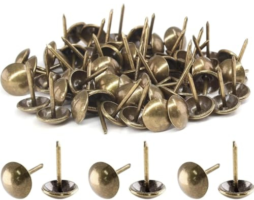 Wgewfhdf 100 Pcs Upholstery Tacks – Antique Bronze Decorative Thumb Tacks, Durable Furniture Push Nail Pins for Easy Organisation (11 * 17mm)