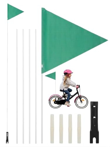 BESTonZON Fahrradfahne Für Kinder Sicherheitsflagge Mit Verstellbarer Fahnenstange 190 cm Pole Dreieckiger Wimpel Für Kinderfahrrad Roller Und Anhänger