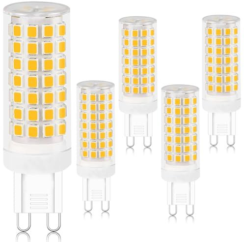 ZYGODLUK Bombilla LED G9 8W, Blanco Calido 2700K, Equivalente a Halógeno de 8W, Ángulo de Luz de 360° Sin Parpadeo No Regulable, 88 LEDS, AC220-240V para Dormitorio, Cocina, Salón, Paquete de 5