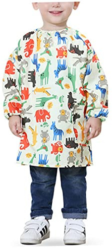 PERSELOSO Bata de Pintura para Niños y Transpirable de Poliéster, Manga Larga, Color Amarillo, Talla S, Adecuada para Dibujo y Manualidades Infantiles