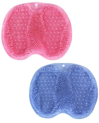 RQzaufania Lot de 2 Brosses à Pieds Pour Douche, Tapis de Massage Avec Ventouse Antidérapante, Nettoie, Exfolie et Masse vos Pieds Sans vous Pencher (Rose et Bleu)