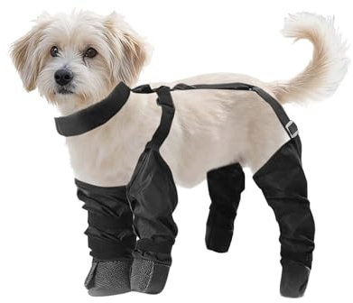 wasserdichte Regenstiefel für Hunde mit Hosenträgern u nd An ti-Rutsch – Hundeschuhe Pfotenschutz Outdoor,Hundesocken Winter Schnee Hundestiefel für mittlere kleine (Black, S)