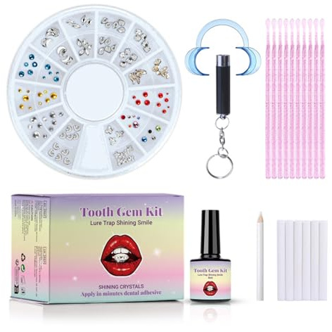 HhBdy 120 Stück Zahnschmuck Shinning Tooth Gem Kit Edelstein Schmuck Trendiges Zahnschmuck Set Zahnsteine Zahnkristall Shining Smile Zahnstein Zahnverzierungen für Party Daliy Leben