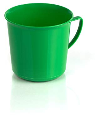 Taza de 330 ml, vaso con asa, plástico y plástico, reutilizable, color verde